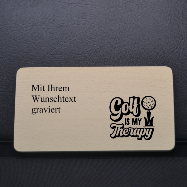 Frühstücksbrettchen mit  Spruch "Golf is my therapy